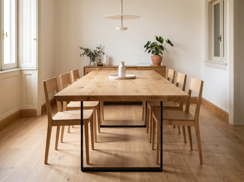 Tavolo da pranzo in legno massello di rovere senza resina, immagine illustrativa — Wood Riviera
