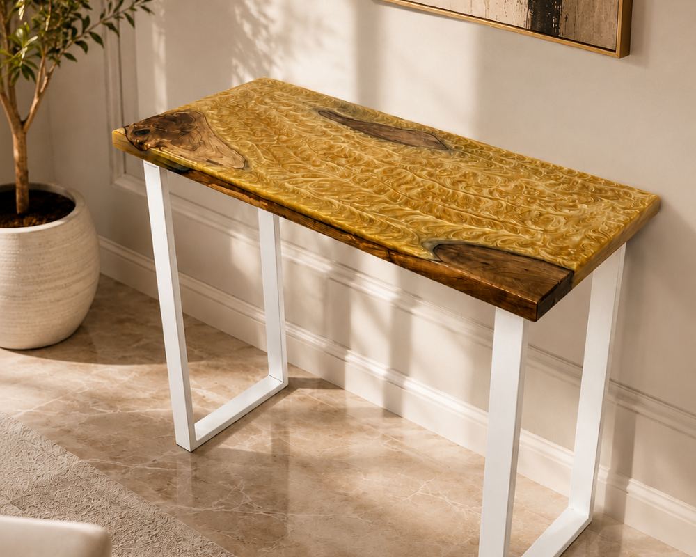 Tavolo Consolle Perlata in legno e resina