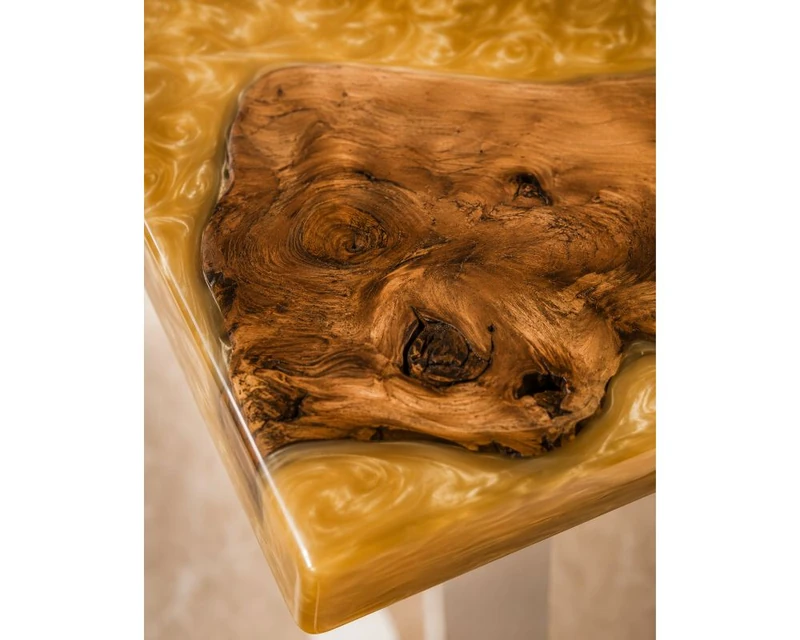 Piano in legno e resina oro radica — Consolle Perlata di Wood Riviera