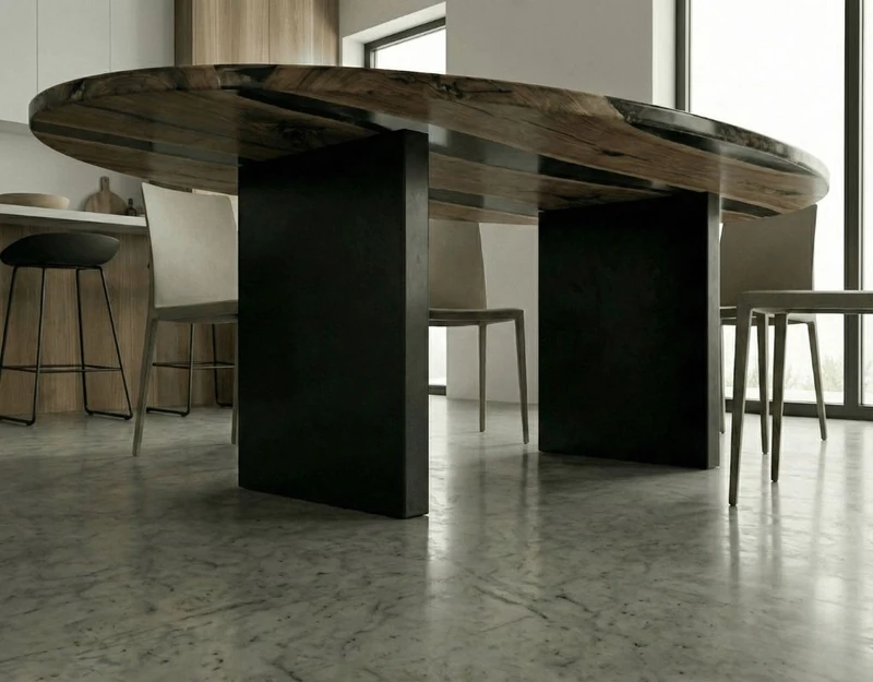 River table ovale legno design resina trasparente — Ellisse Fumè di Wood Riviera