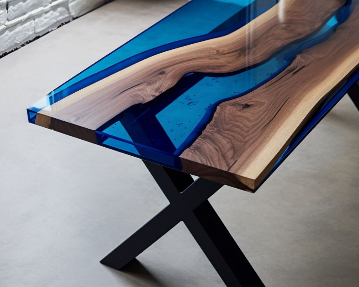 Tavolo da pranzo Azurea in legno e resina